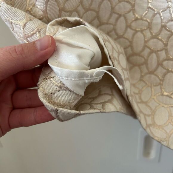 Anthropologie Erin Fetherston Cream Gold Bow Back Dress - Picture 11 of 14